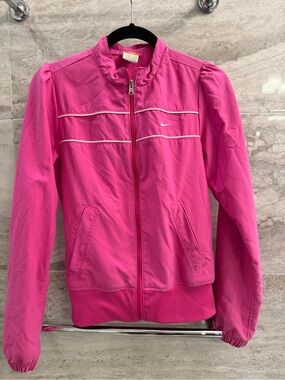 Nike Women’s Bright Pink Zip-Front Bomber Jacket